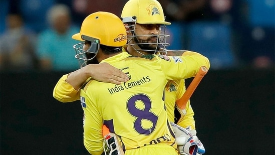 MS Dhoni and Ravindra Jadeja after CSK beat DC by 4 wickets.&nbsp;(IPL/Twitter)
