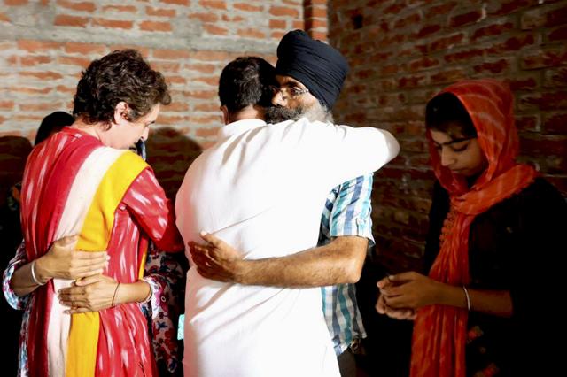 Lakhimpur Kheri: Congress leaders Rahul Gandhi and Priyanka Gandhi Vadra meet the family of the deceased farmer, Lavpreet Singh, October 6, 2021 (PTI) Lakhimpur Kheri: Congress leaders Rahul Gandhi and Priyanka Gandhi Vadra meet the family of the deceased farmer, Lavpreet Singh, October 6, 2021 (PTI)
