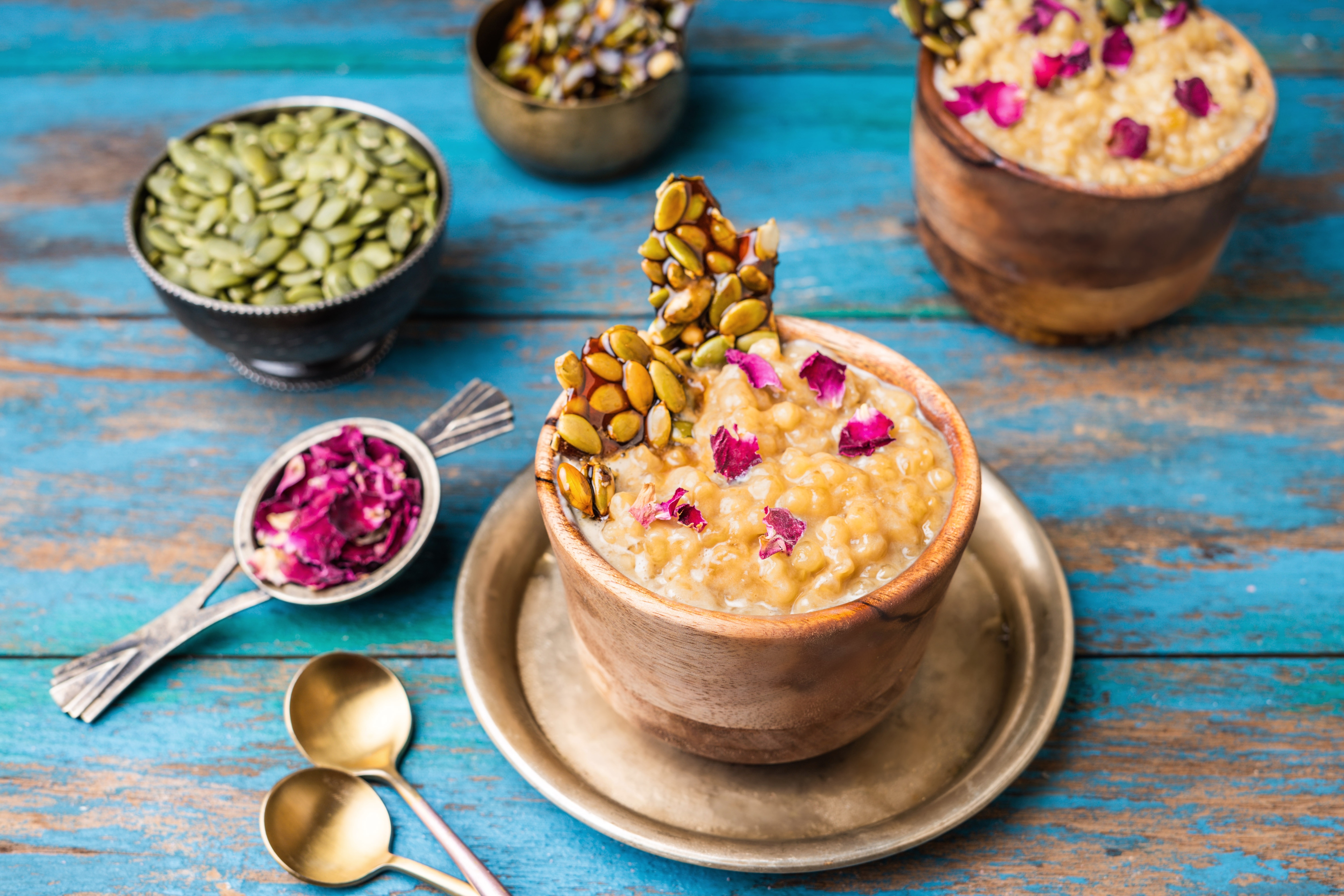 Jaggery Tapioca Pudding with Candied Pumpkin Seed Praline(Del Monte)