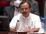 Minister of state of external affairs V Muraleedharan addresses the open debate on peace-building and sustaining peace at UN Security Council in New York on Tuesday. (ANI Photo) Minister of state of external affairs V Muraleedharan addresses the open debate on peace-building and sustaining peace at UN Security Council in New York on Tuesday. (ANI Photo)