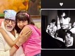 Aaradhya Bachchan and Navya Naveli Nanda with their grandfather Amitabh Bachchan. Aaradhya Bachchan and Navya Naveli Nanda with their grandfather Amitabh Bachchan.