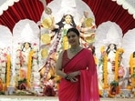 Kajol blends ethnic and festive vibes in a red silk saree(HT photos/Varinder Chawla) Kajol blends ethnic and festive vibes in a red silk saree(HT photos/Varinder Chawla)