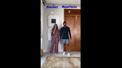 The image shows Jasprit Bumrah and Sanjana Ganesan taking part in viral online trend. (Instagram/@jaspritb1)