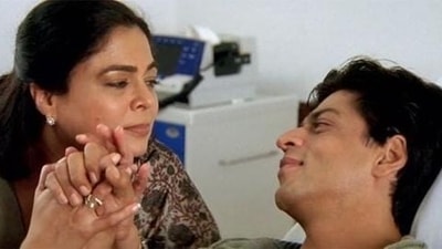 Reema Lagoo and Shah Rukh Khan in Kal Ho Naa Ho. Reema Lagoo and Shah Rukh Khan in Kal Ho Naa Ho.