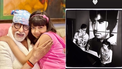 Aaradhya Bachchan and Navya Naveli Nanda with their grandfather Amitabh Bachchan. Aaradhya Bachchan and Navya Naveli Nanda with their grandfather Amitabh Bachchan. 