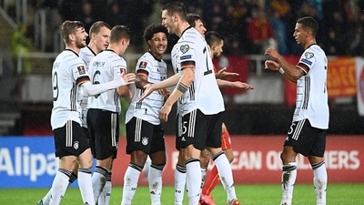 The German team celebrates after Timo Werner's goal. (Getty) The German team celebrates after Timo Werner's goal. (Getty)