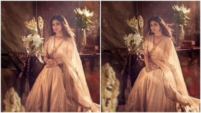 Mouni played muse to the designer house Raw Mango and chose a lehenga from the designer’s wardrobe. Raw Mango is known for their offbeat designs of women traditional apparels. (Instagram/@imouniroy) Mouni played muse to the designer house Raw Mango and chose a lehenga from the designer’s wardrobe. Raw Mango is known for their offbeat designs of women traditional apparels. (Instagram/@imouniroy)