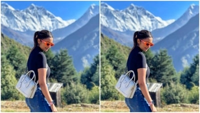 Parineeti, all set for her next shoot schedule, tied her hair back in a ponytail and posed for the cameras. She accessorised her look with tinted shades and a white sling bag across her shoulder. (Instagram/@parineetichopra) Parineeti, all set for her next shoot schedule, tied her hair back in a ponytail and posed for the cameras. She accessorised her look with tinted shades and a white sling bag across her shoulder. (Instagram/@parineetichopra)