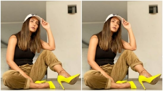 She added the necessary dash of colours to her look with a pair of neon yellow stilettoes.(Instagram/@realhinakhan)