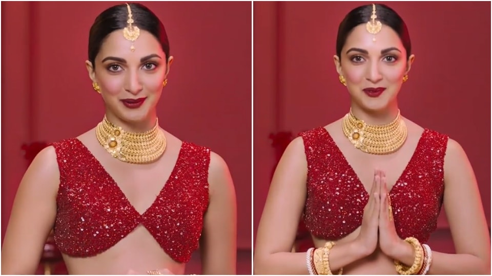 Kiara Advani in a red lehenga set.&nbsp;(Instagram/@sencogoldanddiamonds)