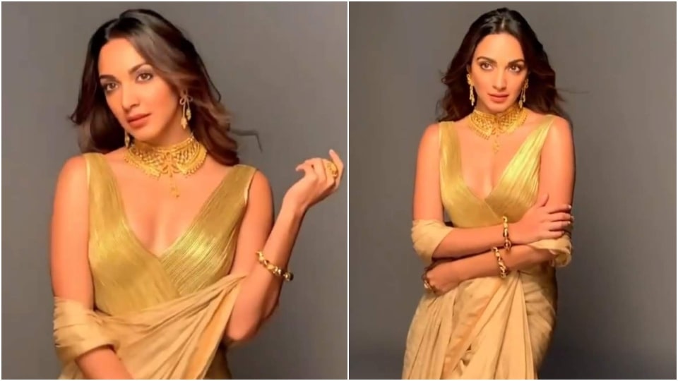 Kiara Advani in red lehenga and gold saree shows how to turn heads this ...