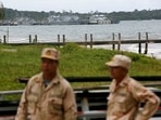 FILE PHOTO: Sailors stand guard at the Cambodian Ream Naval Base in Sihanoukville, Cambodia, July 26, 2019.&nbsp;