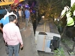 According to witnesses, the bus fell from a height of about 15-20 feet.