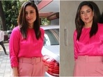 Kareena Kapoor's hot pink top and belted pants for outing in Mumbai cost <span class='webrupee'>₹</span>5k(HT Photo/Varinder Chawla) Kareena Kapoor's hot pink top and belted pants for outing in Mumbai cost <span class='webrupee'>₹</span>5k(HT Photo/Varinder Chawla)