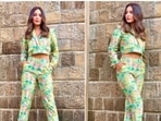 Hina Khan opted for a cropped jacket which she teamed with high rise cropped pants.(Instagram/@realhinakhan) Hina Khan opted for a cropped jacket which she teamed with high rise cropped pants.(Instagram/@realhinakhan)