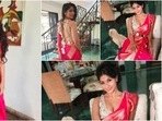 Kajol and Tanishaa Mukerji have been treating fans with pictures of themselves in traditional attires. While Kajol looked stunning in saree, Tanishaa draped hers in Bengali style and also added a metallic belt to her look.(Instagram/@ tanishaamukerji) Kajol and Tanishaa Mukerji have been treating fans with pictures of themselves in traditional attires. While Kajol looked stunning in saree, Tanishaa draped hers in Bengali style and also added a metallic belt to her look.(Instagram/@ tanishaamukerji)