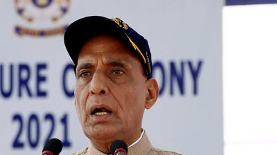 New Delhi, Oct 09 (ANI): Defence Minister Rajnath Singh addresses during an Investiture Ceremony of Indian Coast Guard (ICG), at National Stadium, in New Delhi on Saturday. (ANI Photo) (Ayush Sharma) New Delhi, Oct 09 (ANI): Defence Minister Rajnath Singh addresses during an Investiture Ceremony of Indian Coast Guard (ICG), at National Stadium, in New Delhi on Saturday. (ANI Photo) (Ayush Sharma)