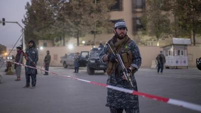 Taliban fighters guard Serena Hotel in Kabul, Afghanistan. At the G20 special summit, China called for a zero-tolerance approach to terrorism in Afghanistan. (AP) Taliban fighters guard Serena Hotel in Kabul, Afghanistan. At the G20 special summit, China called for a zero-tolerance approach to terrorism in Afghanistan. (AP)