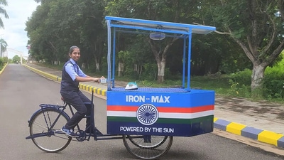 Vinisha with her solar iron cart. (Life Beyond Numbers)