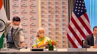 Boston: Union Finance Minister Nirmala Sitharaman during the investors roundtable meeting hosted by FICCI and US-India Strategic Partnership Forum (USISPF), in Boston, Tuesday, Oct 12, 2021. (PTI Photo)(PTI10_12_2021_000201B) (PTI) Boston: Union Finance Minister Nirmala Sitharaman during the investors roundtable meeting hosted by FICCI and US-India Strategic Partnership Forum (USISPF), in Boston, Tuesday, Oct 12, 2021. (PTI Photo)(PTI10_12_2021_000201B) (PTI)