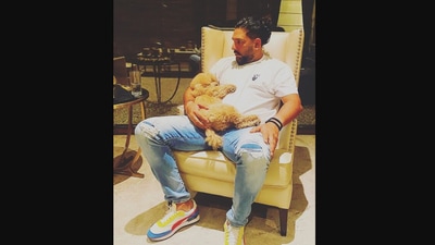 The image shows Yuvraj Singh with his dog. (Instagram/@yuvisofficial)