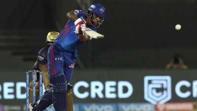 Opener Shikhar Dhawan scored 36 off 39 before falling to Chakaravarthy, who bagged 2/26. (BCCI/IPL) Opener Shikhar Dhawan scored 36 off 39 before falling to Chakaravarthy, who bagged 2/26. (BCCI/IPL)