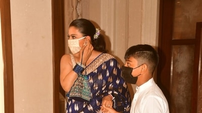 Yug did not let go of his mother's hand all this while. Yug did not let go of his mother's hand all this while.