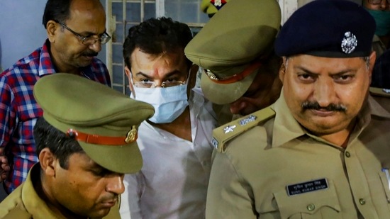 Ashish Mishra was named in an FIR following allegations that he was in one of the vehicles that mowed down four farmers during a protest in Lakhimpur. On Wednesday, two more accused, former Union minister late Akhilesh Das’s nephew Ankit Das and his private gunner Latif alias Kale were arrested. (PTI)