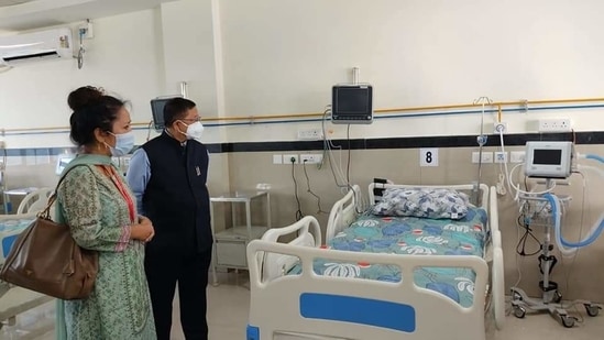 Mizoram health minister Dr R Lalthangliana inaugurates a 10-bed new ICU ward.