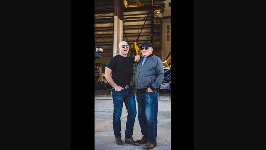 The image shows Jeff Bezos with Star Trek's William Shatner.(Instagram/@jeffbezos)