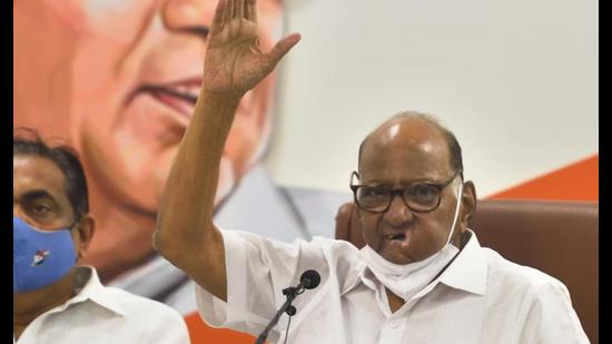 Pawar also commented on the October 7 Income Tax department searches on the premises of three of his nieces, saying, “Guests should not overstay their welcome.” (Satish Bate/HT Photo)