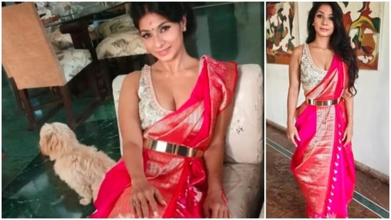 Tanishaa Mukerji decided to give her look her personal touch and added a metallic belt.(Instagram/@tanishaamukerji)