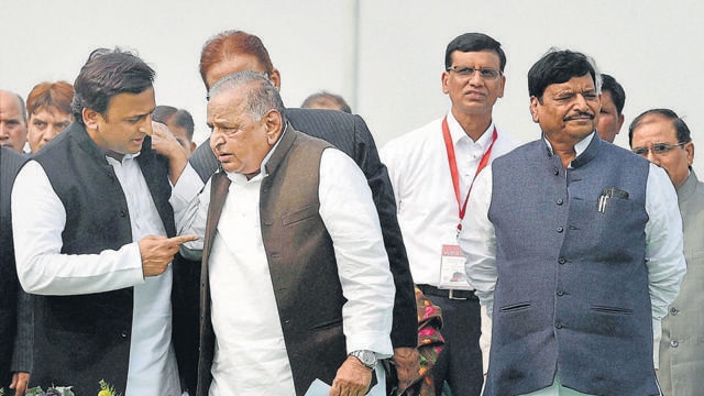 Now, Akhilesh’s leadership is all-pervasive, undisputed, and monolithic. The father stands by the son. The uncle is out (PTI) Now, Akhilesh’s leadership is all-pervasive, undisputed, and monolithic. The father stands by the son. The uncle is out (PTI)