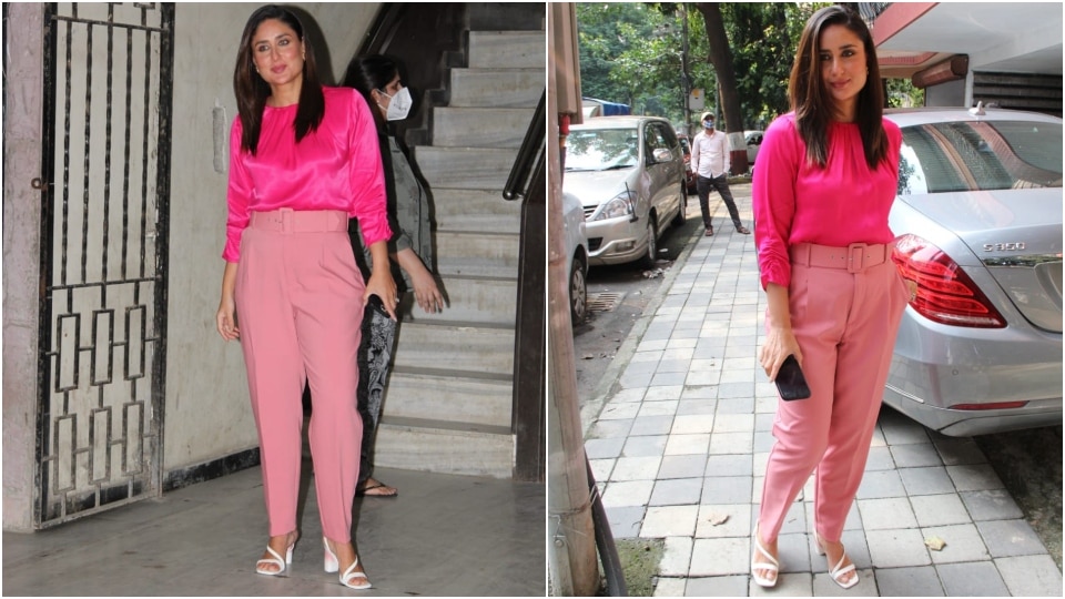 Kareena Kapoor's hot pink top and belted pants for outing in