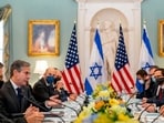 Blinken (front l.) and Lapid (front r.) discussed 'other options' than diplomacy for bringing Iran back to the 2015 nuclear deal. (Andrew Harnik/AP Pool/dpa/picture alliance)