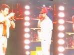Nick Jonas and Joe Jonas at the Jonas Brothers concert. Nick Jonas and Joe Jonas at the Jonas Brothers concert. 
