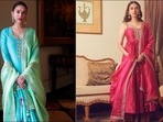 Aditi Rao Hydari is Dussehra fashion goals in blue gharara, strappy pink sharara(Punit Balana) Aditi Rao Hydari is Dussehra fashion goals in blue gharara, strappy pink sharara(Punit Balana)
