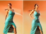Malaika Arora, who is currently seen hosting the show, Supermodel of The Year along with co-hosts Milind Soman and Anusha Dandekar, recently rocked a thigh-high slit blue leather dress.(Instagram/@manekaharisinghani) Malaika Arora, who is currently seen hosting the show, Supermodel of The Year along with co-hosts Milind Soman and Anusha Dandekar, recently rocked a thigh-high slit blue leather dress.(Instagram/@manekaharisinghani)