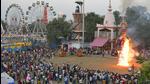An effigy of Meghnath being burnt on the eve of Dussehra festivities at Daresi ground in Ludhiana on Thursday. (Harsimar Pal Singh/HT) An effigy of Meghnath being burnt on the eve of Dussehra festivities at Daresi ground in Ludhiana on Thursday. (Harsimar Pal Singh/HT)