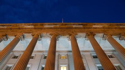 The Treasury Department in Washington, D.C., U.S., on Friday, Oct. 8, 2021. The US has announced hefty reward for information and arrest of Pakistani smuggler Abid Ali Khan. (Bloomberg/File) The Treasury Department in Washington, D.C., U.S., on Friday, Oct. 8, 2021. The US has announced hefty reward for information and arrest of Pakistani smuggler Abid Ali Khan. (Bloomberg/File)