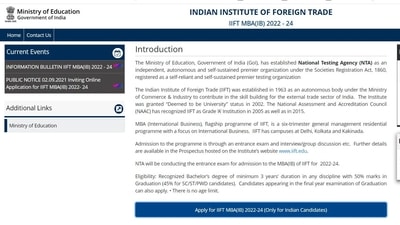 IIFT MBA IB 2021:Registration ends on October 15, check direct link here IIFT MBA IB 2021:Registration ends on October 15, check direct link here