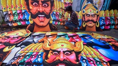 Dussehra is the last day of the Navaratri festival. It is celebrated with great enthusiasm across the country. Here's how devotees all over India are gearing up for Dussehra. (PTI) Dussehra is the last day of the Navaratri festival. It is celebrated with great enthusiasm across the country. Here's how devotees all over India are gearing up for Dussehra. (PTI)