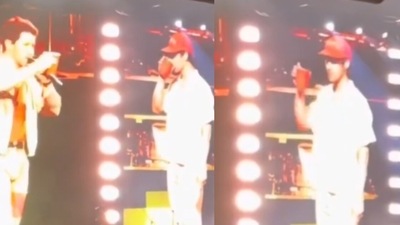 Nick Jonas and Joe Jonas at the Jonas Brothers concert. Nick Jonas and Joe Jonas at the Jonas Brothers concert. 