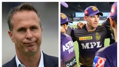 File image of Michael Vaughan and Eoin Morgan. (File)