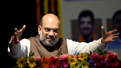 in his address to BJP workers at a party convention in Goa’s Panaji, Union home minister Amit Shah said giving the BJP a complete majority in next election’s assembly elections will help turn Goa into “a kind of model state which you may have not even imagined”. (ANI) in his address to BJP workers at a party convention in Goa’s Panaji, Union home minister Amit Shah said giving the BJP a complete majority in next election’s assembly elections will help turn Goa into “a kind of model state which you may have not even imagined”. (ANI)