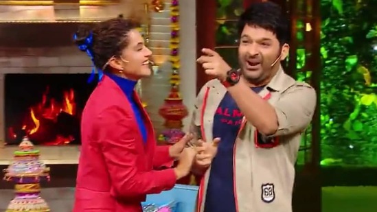Taapsee Pannu and Kapil Sharma on The Kapil Sharma Show.