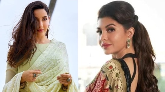 Bollywood actors Nora Fatehi and Jacqueline Fernandez (File Photo) Bollywood actors Nora Fatehi and Jacqueline Fernandez (File Photo)