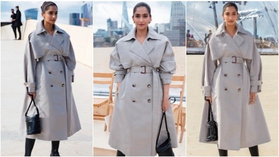 Sonam Kapoor in a fancy trench coat.(Instagram/@sonamkapoor)