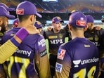 Eoin Morgan in KKR team huddle Eoin Morgan in KKR team huddle