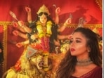 Dussehra 2021: From posing with Durga idol to dhunuchi, Tina Datta did it all(Instagram/@tinadatta) Dussehra 2021: From posing with Durga idol to dhunuchi, Tina Datta did it all(Instagram/@tinadatta)